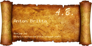 Anton Britta névjegykártya